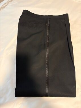 Madison Black Men’s Dress Pants with Satin Side Stripe
